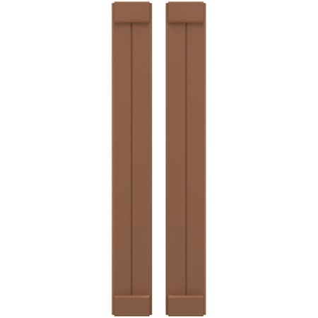 Americraft 2-Board Exterior Wood Joined Board-n-Batten Shutters W/ End Batten, ARW103BB207X53BTH